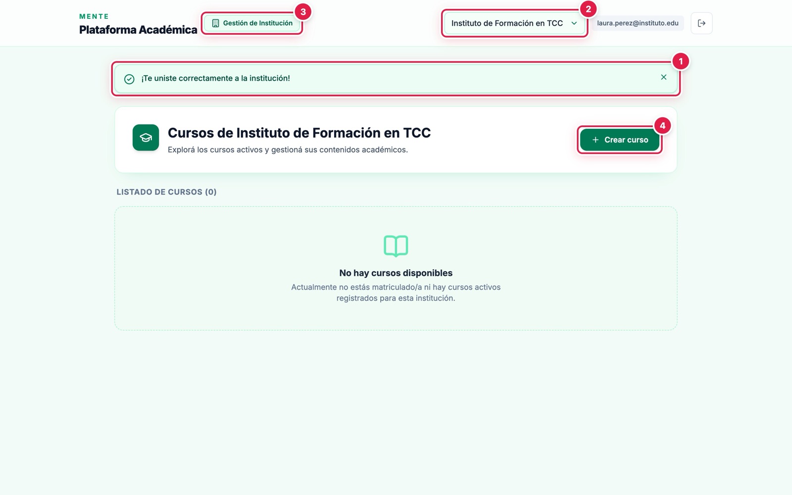 Inicio de una directora recién incorporada