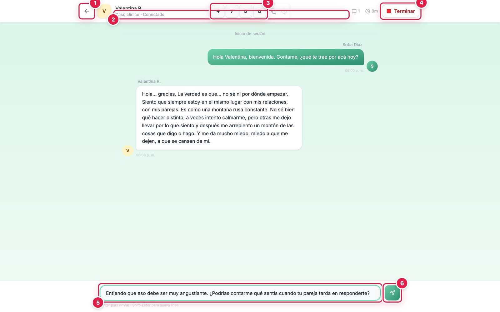 Chat con el paciente al inicio