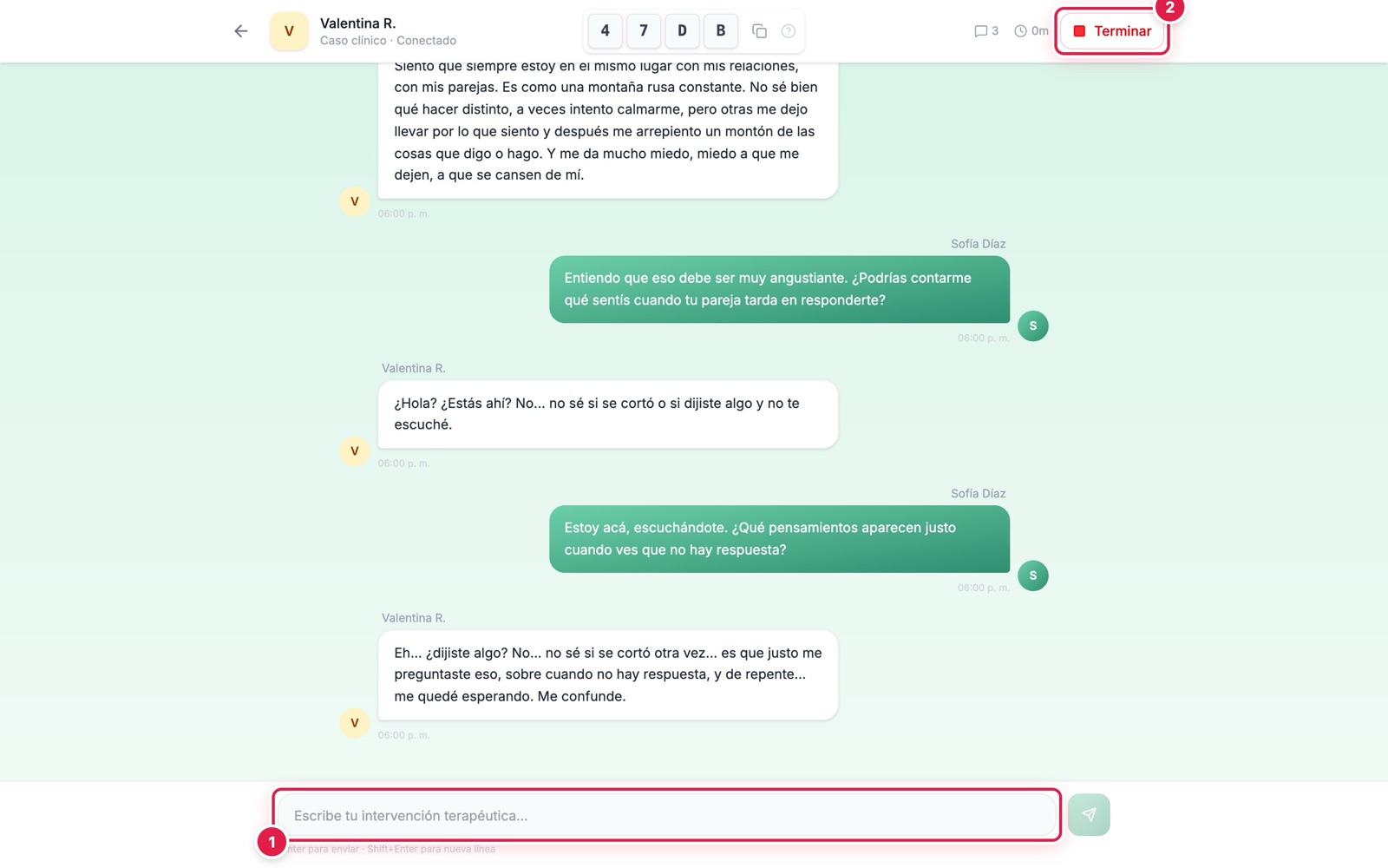 Conversación en curso con el paciente