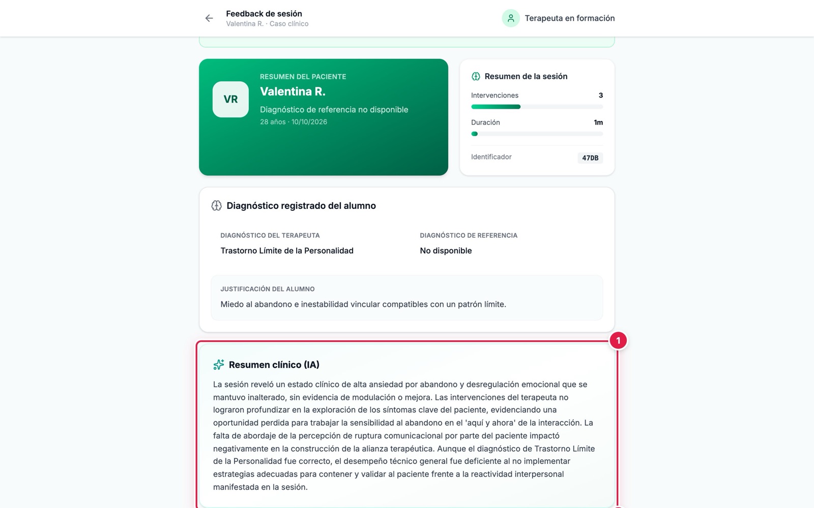 Resumen clínico generado por IA