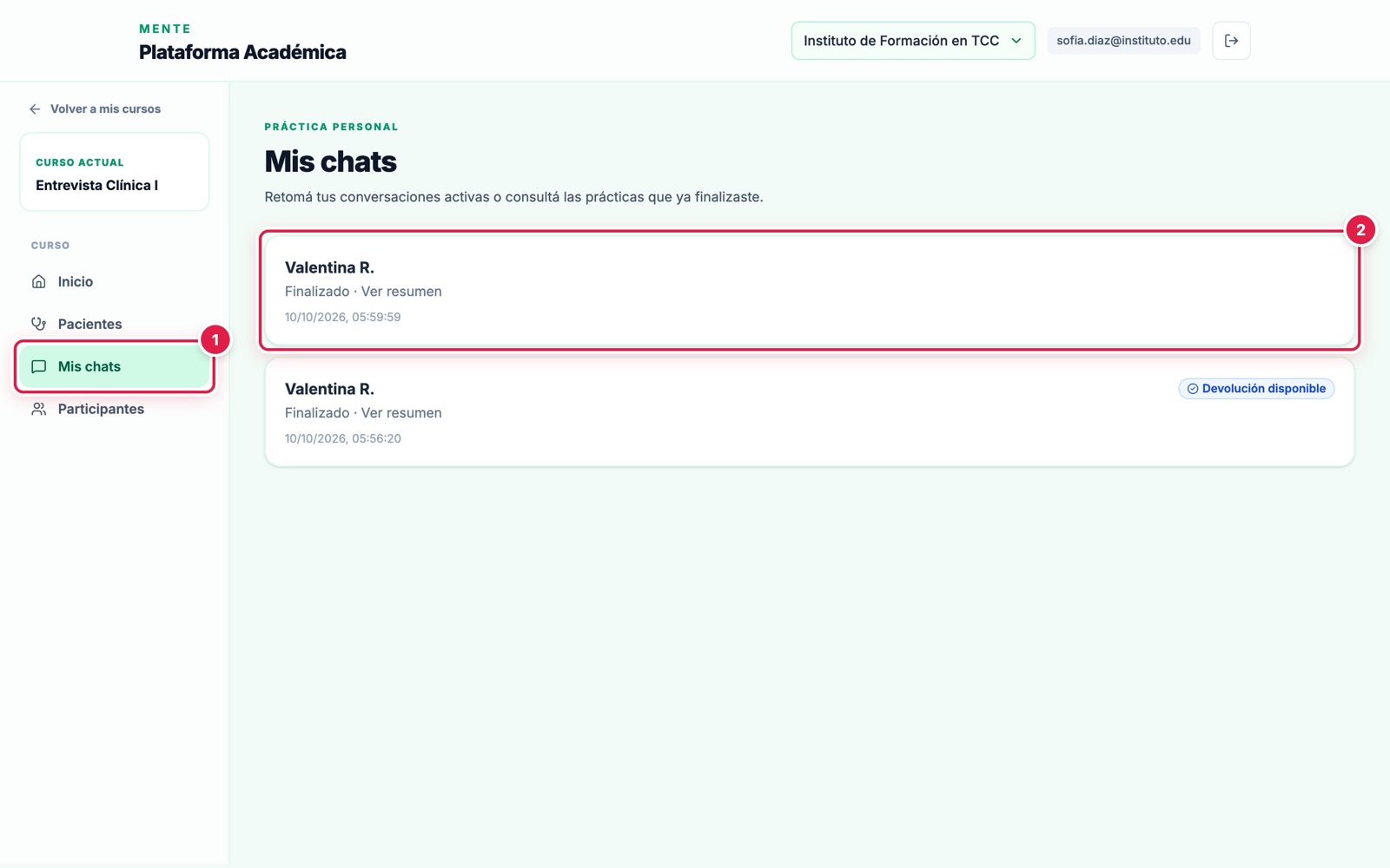 Listado Mis chats