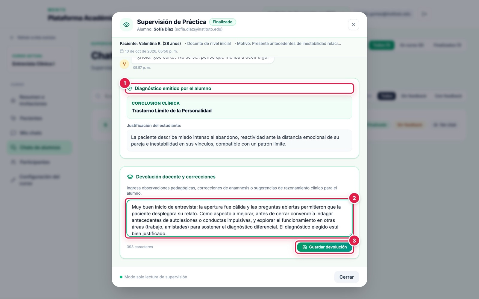 Escribir la devolución docente